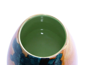 "Rabbits at Dusk" Carlton Ware Oval Vase, Orange Lustre, 1930's