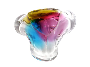 Mid-Century Art Glass Ashtray, Made in Japan, Tricolour