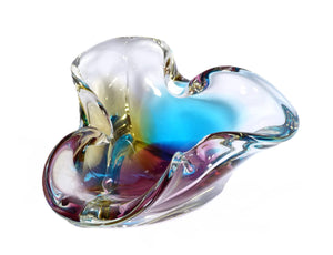 Mid-Century Art Glass Ashtray, Made in Japan, Tricolour