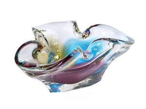 Mid-Century Art Glass Ashtray, Made in Japan, Tricolour