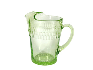 Uranium Glass Jug, Art Deco Pitcher, 1930's, Glows Beautifully