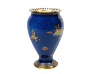 Carlton Ware Bleu Royale Vase, Mikado Pattern, 1920's