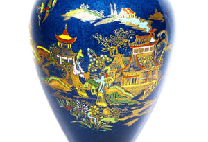 Carlton Ware Bleu Royale Vase, Mikado Pattern, 1920's