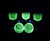 Victorian Glasses with Uranium Glass Bowls, Set of 5, Glow Beautifully