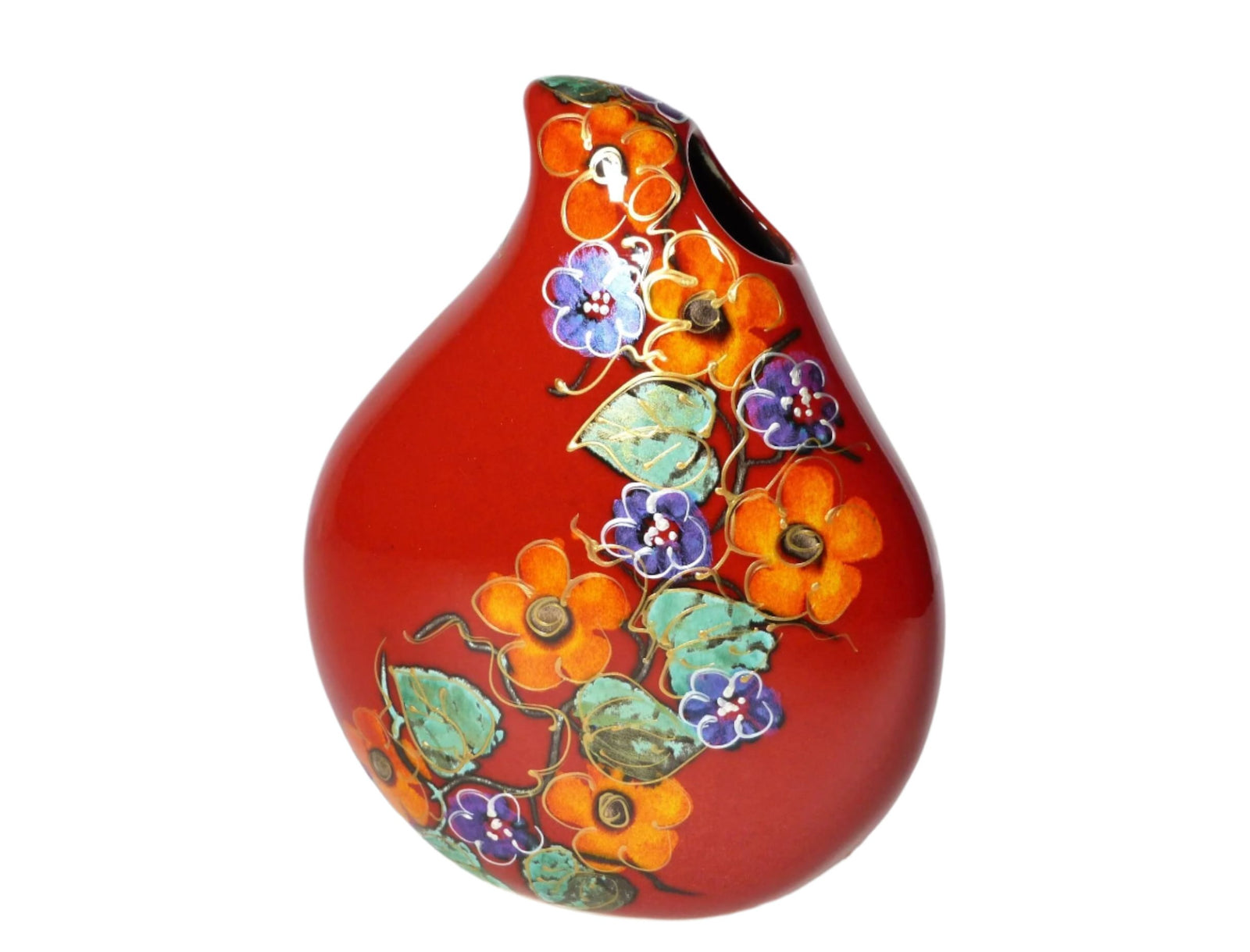 Red Vase, Anita Harris Art Pottery, Garland Teardrop Vase