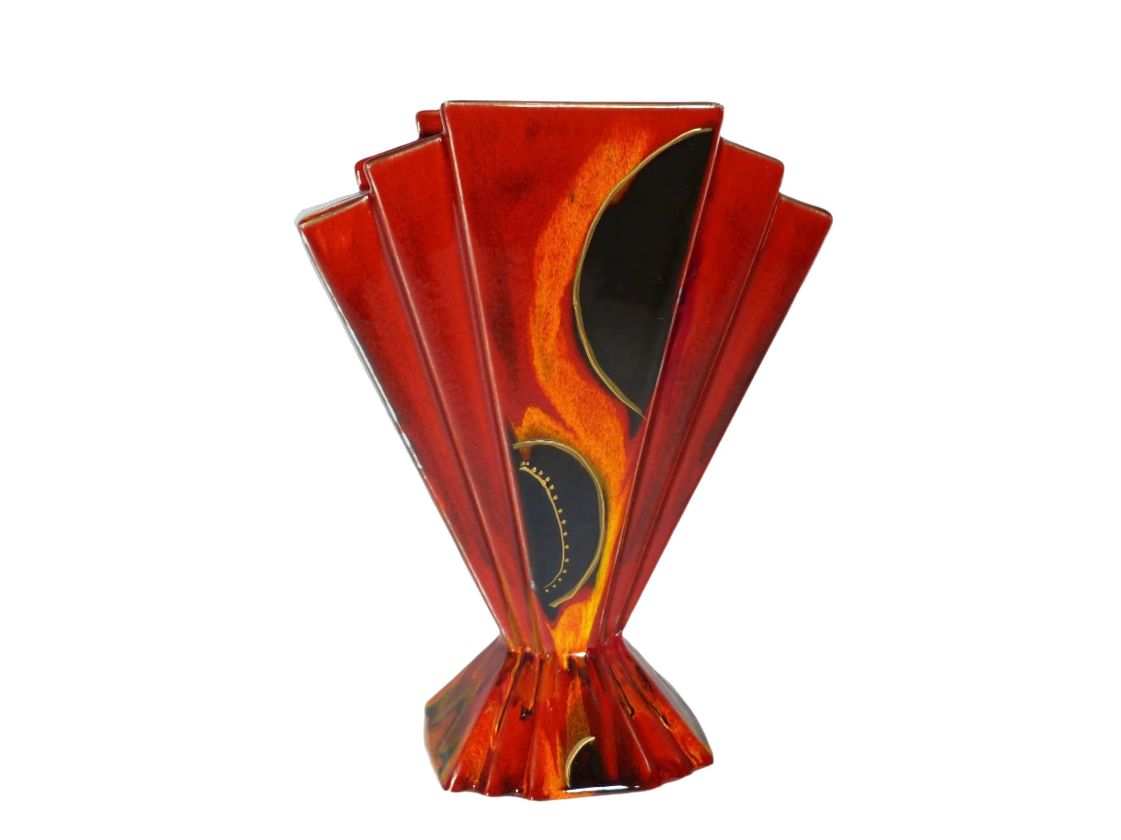 Anita Harris Art Pottery, Fan Vase, Art Deco Style Vase, Home Decor Item
