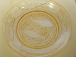 Amber Glass Decorative Plate, 1930's Bagley "Fish" Plate