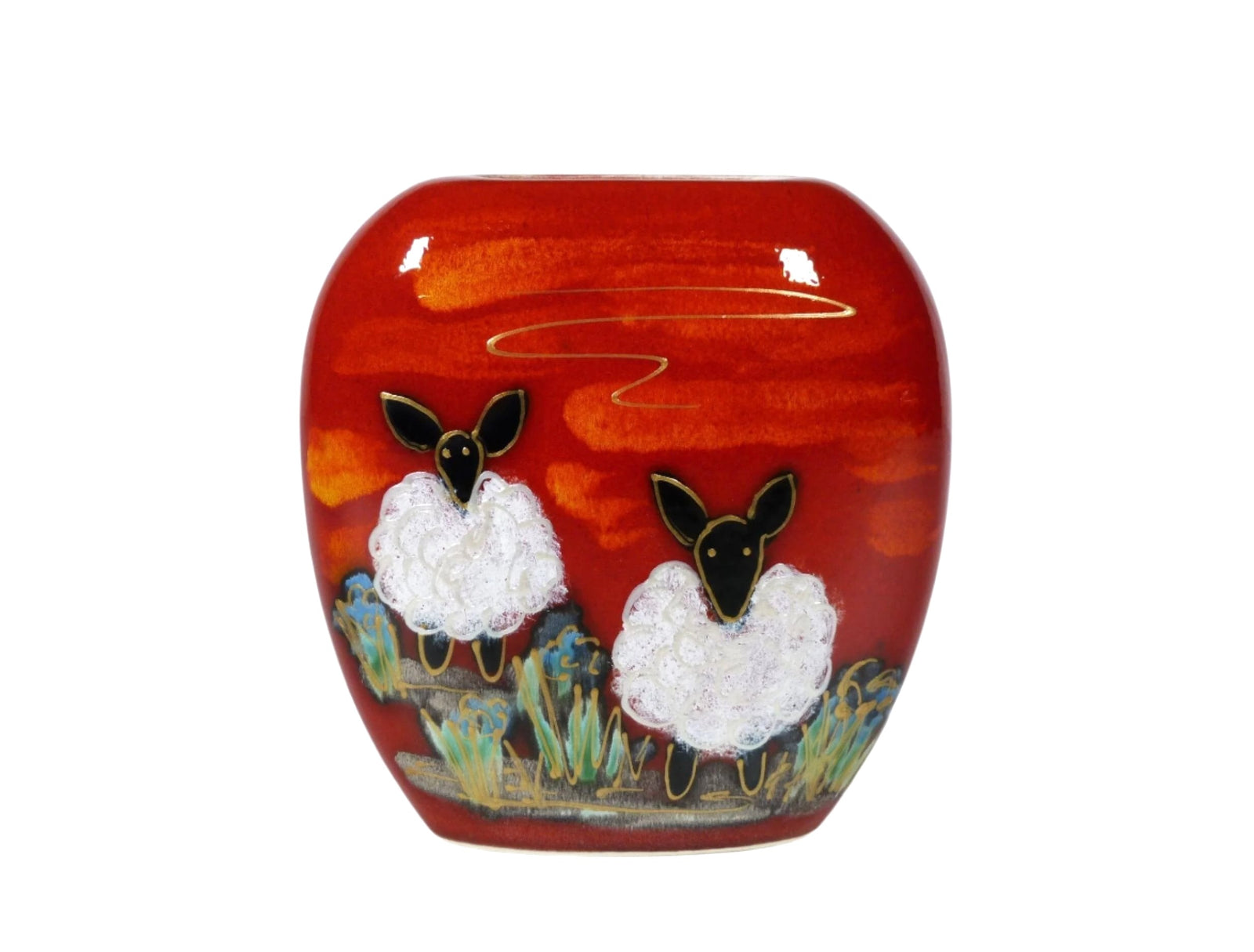 Sheep Vase, Very Cute Small Purse Vase, Anita Harris Art Pottery