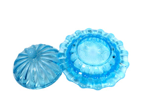 Victorian Blue Glass Butter Dish, Davidson Pearline Glass