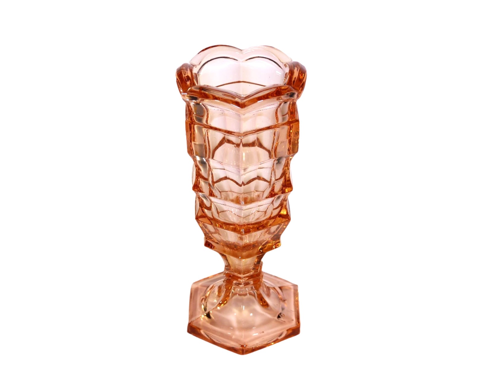 Art Deco Pink Glass Small Vase, Elegant Shape
