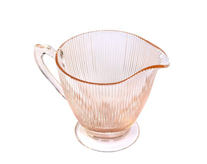 Pink Glass Creamer and Sugar, Homespun "Fine Rib" Design