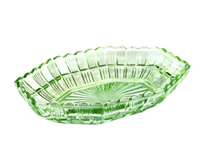 Green Glass Octagonal Bowl, Pressed Glass