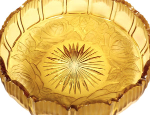 Vintage Amber Glass Bowl, Clear and Frosted Glass Serving Bowl