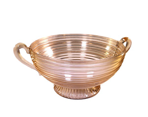 Striking Pink Glass Manhattan, "Horizontal Ribbed" Bowl