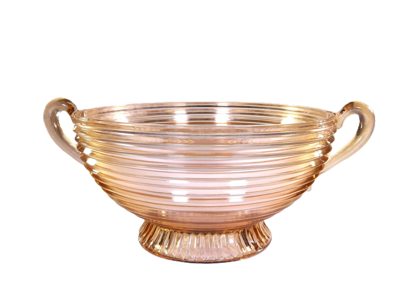 Striking Pink Glass Manhattan, "Horizontal Ribbed" Bowl