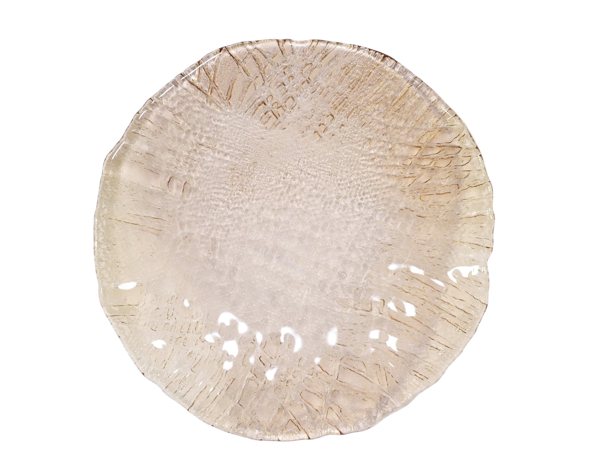 Attractive Vintage Pink Glass Serving Plate, Textured Design