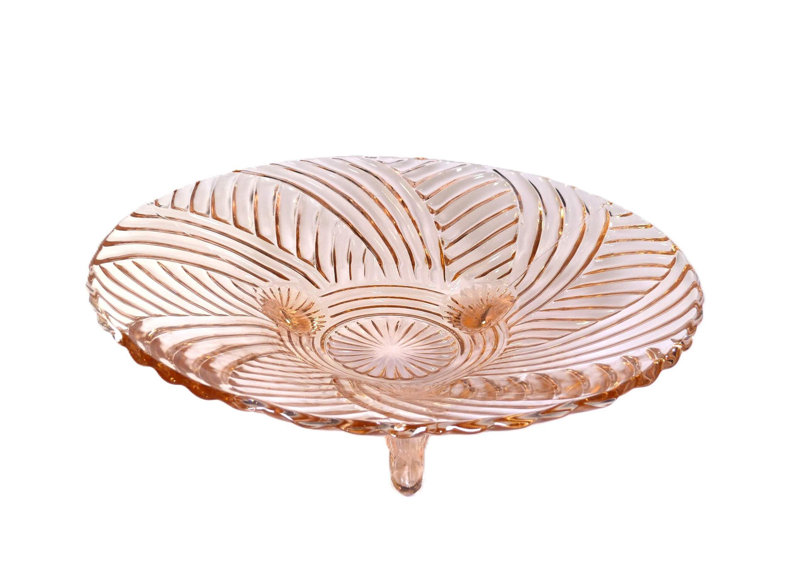 Pink Art Deco Shallow Glass Bowl, Stunning Design