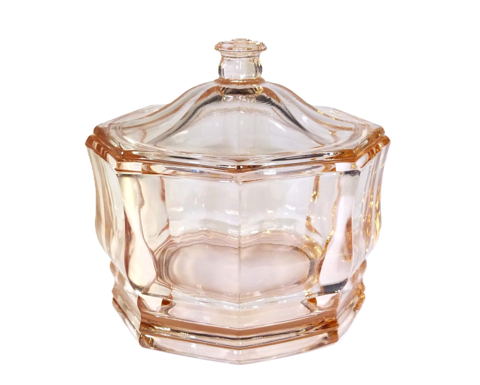 Vintage Pink Glass Candy Jar, Indiana Glass Company