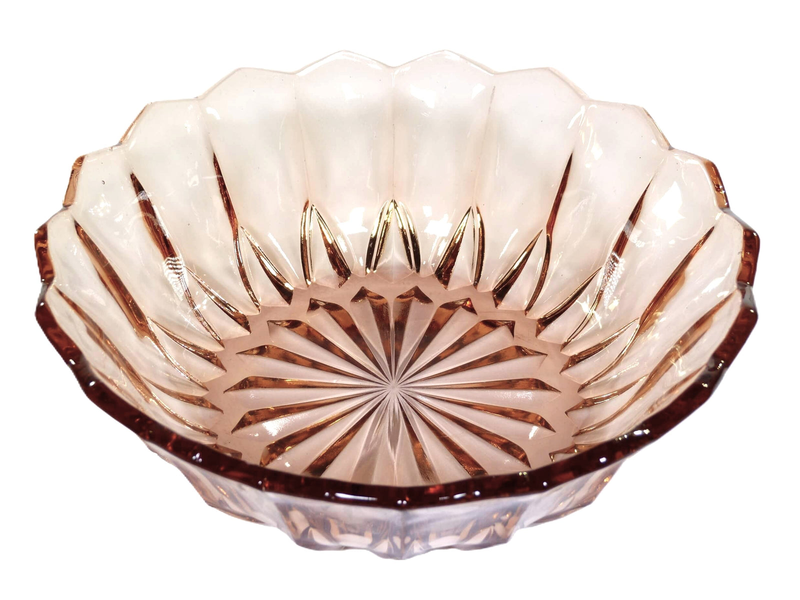 Vintage Pink Glass Bowl, Stunning Art deco Design