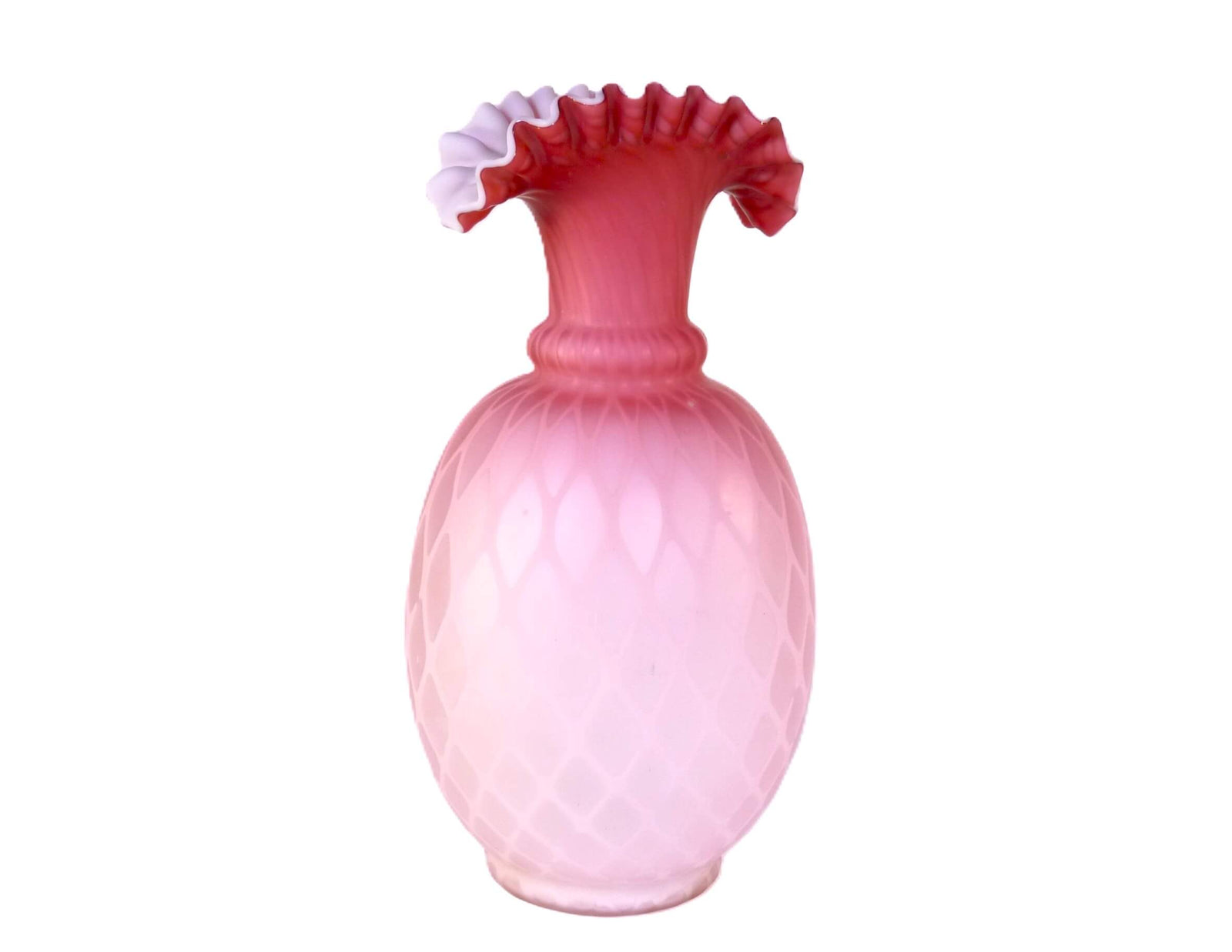 Superb Pink Victorian Satin Glass Vase, Air Trap Design