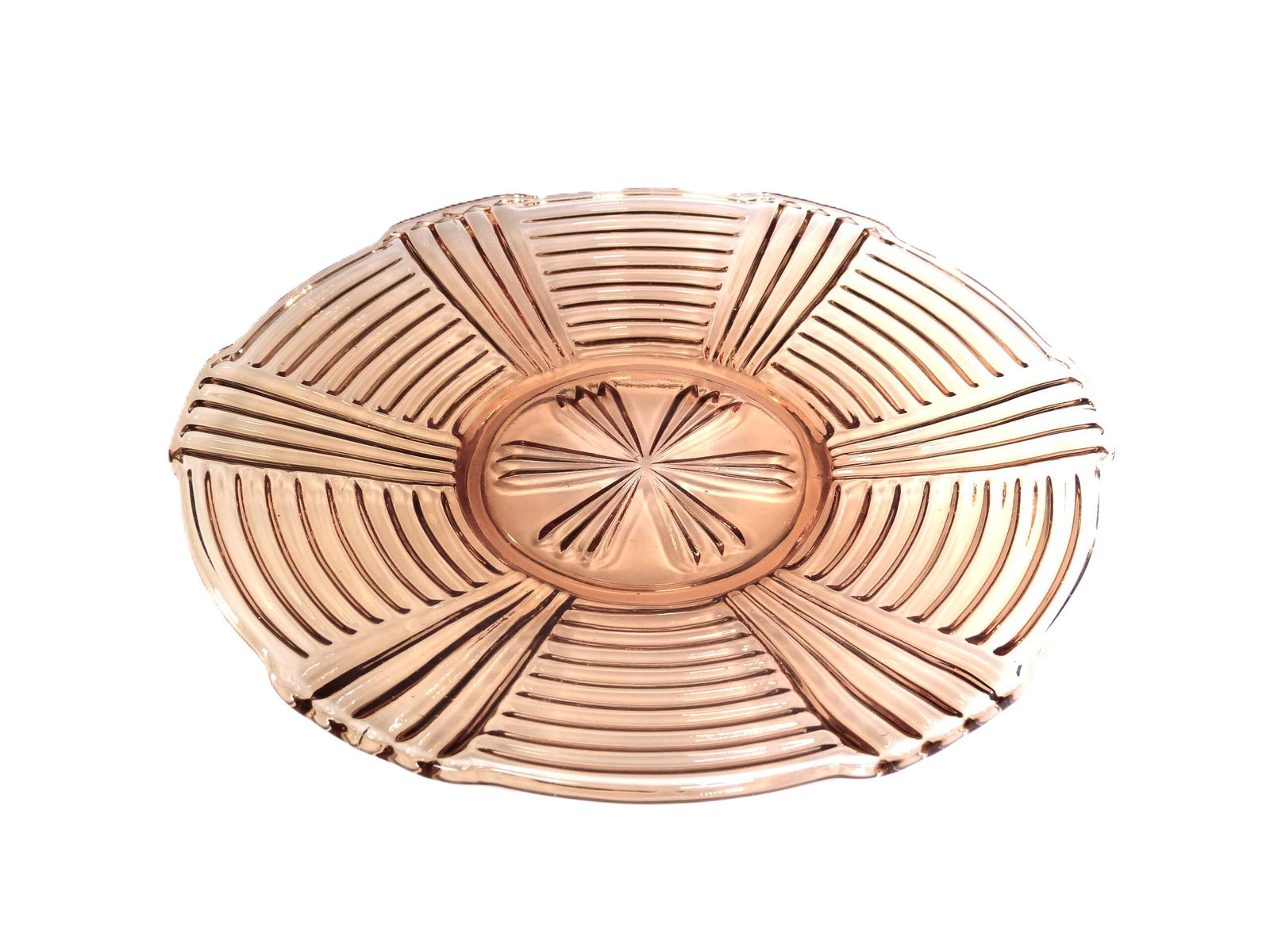 Vintage Starburst Flower Pink Glass Serving Plate, Elegant Platter