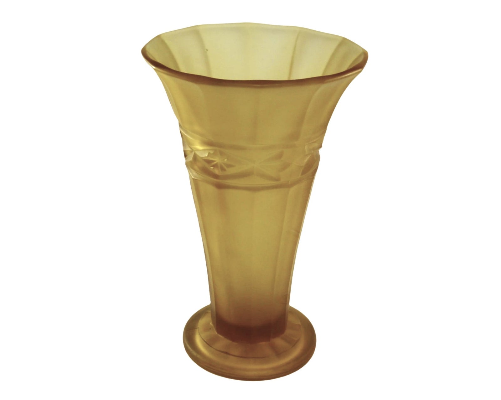 Art Deco Frosted Amber Glass Vase, Elegant Slim vase