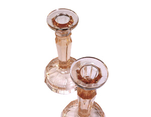 Vintage Pink Glass Candlesticks, Very Attractive