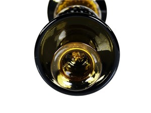 Amazing Amber and Black Art Glass Candlestick, Vintage Glass