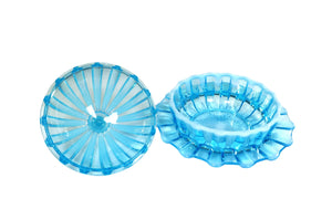 Victorian Blue Glass Butter Dish, Davidson Pearline Glass
