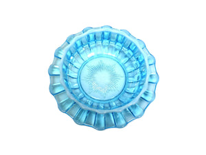 Victorian Blue Glass Butter Dish, Davidson Pearline Glass
