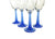 Beautiful Blue Ribbed Stemmed Wine Glasses, Set of Four