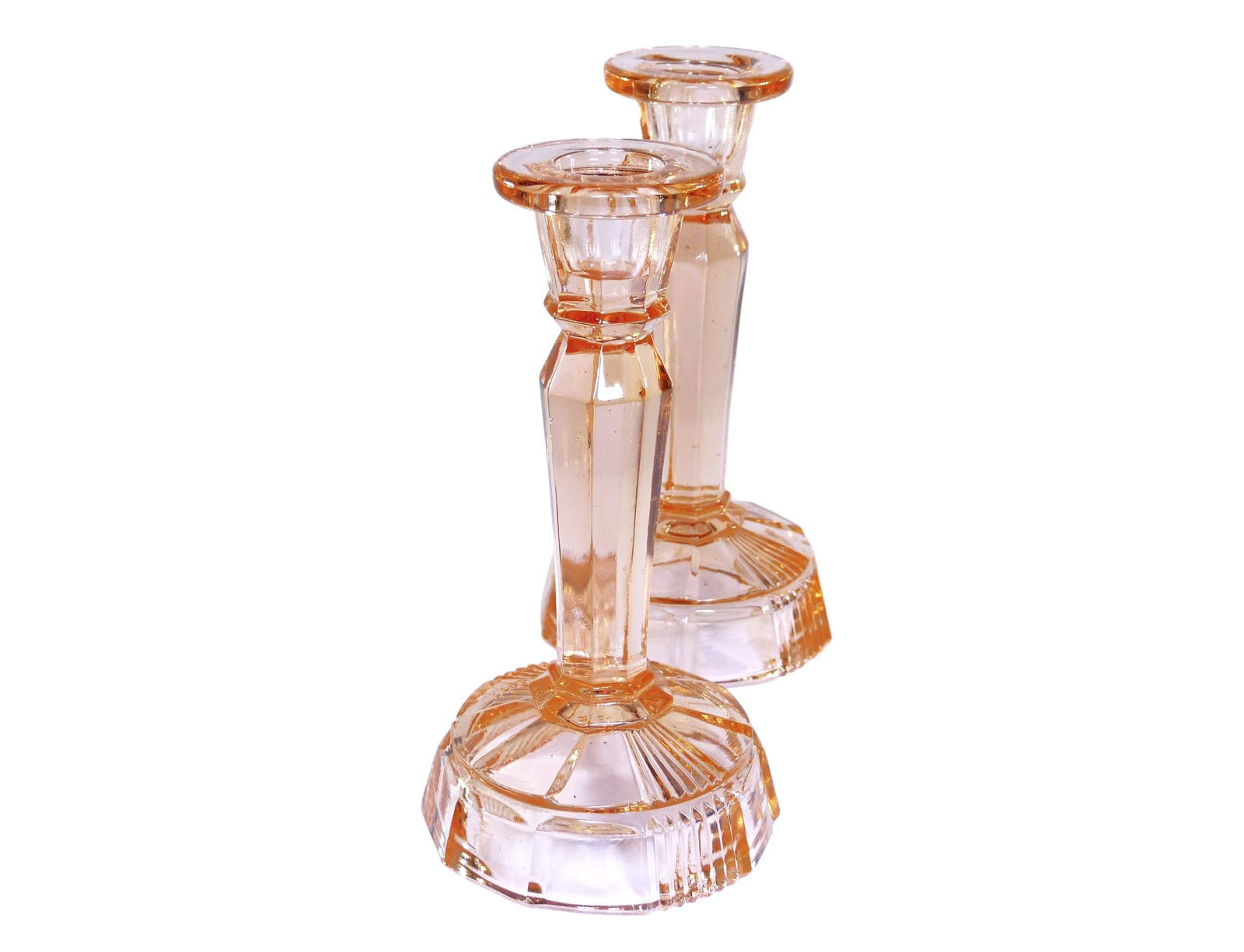 Vintage Pink Glass Candlesticks, Very Attractive