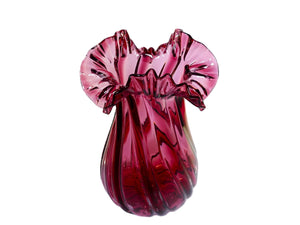 Impressive Vintage Cranberry Glass Large Vase, Stunning Colour