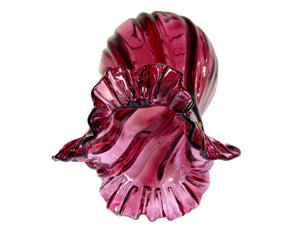 Impressive Vintage Cranberry Glass Large Vase, Stunning Colour