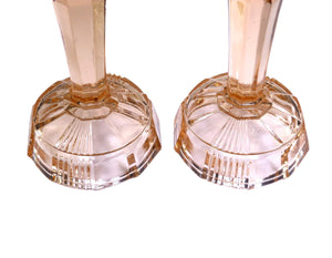 Vintage Pink Glass Candlesticks, Very Attractive