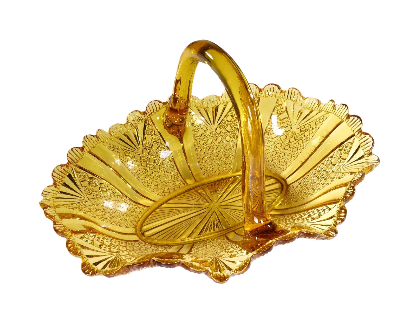 Victorian Davidson Amber Glass Basket, Richelieu Design