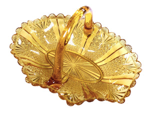 Victorian Davidson Amber Glass Basket, Richelieu Design