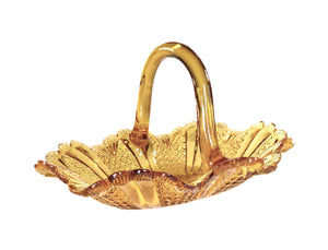 Victorian Davidson Amber Glass Basket, Richelieu Design