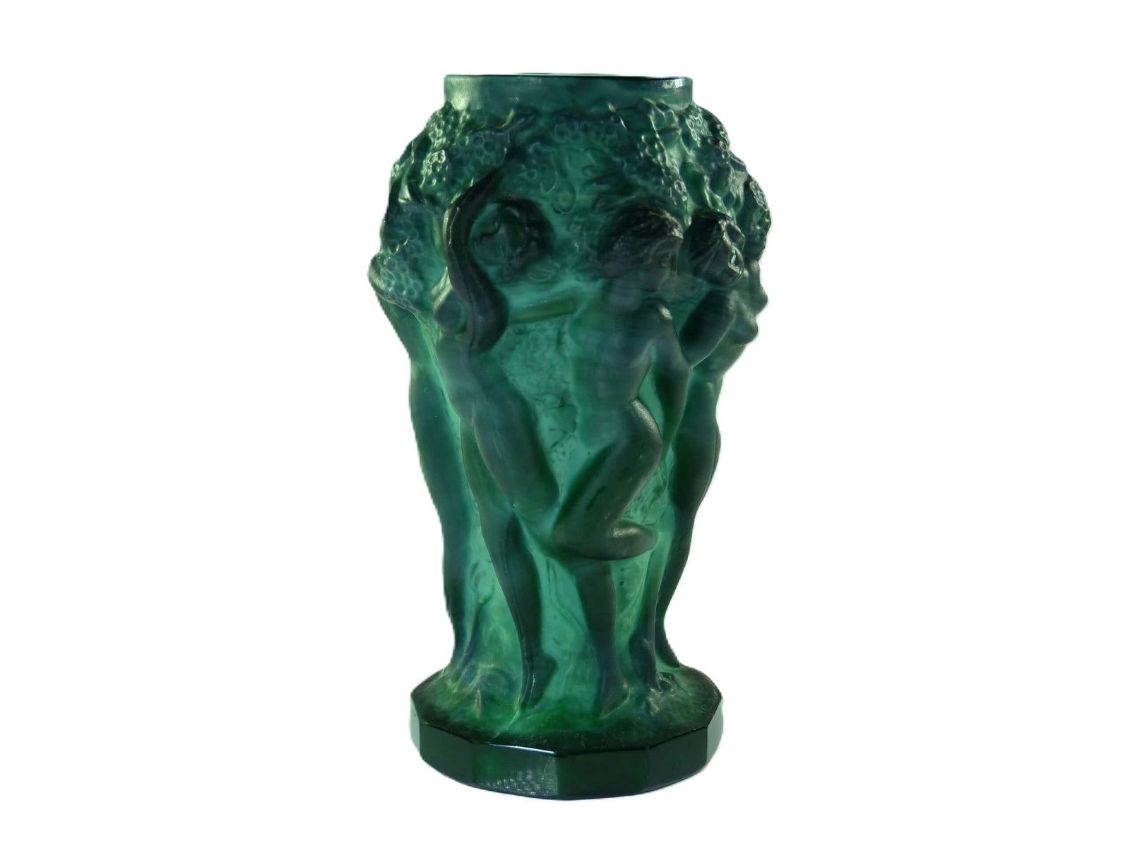 Art Deco Green Malachite Glass Bud Vase, Superb Colour