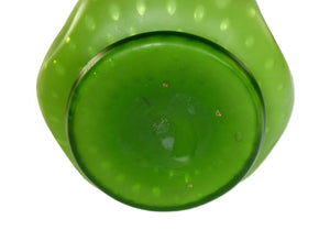 Green Victorian Satin Glass Vase, Spot Design, Incredible Colour