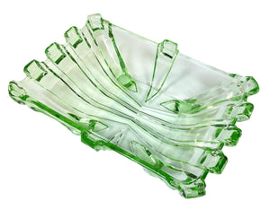 Art Deco Green Glass Bowl, Superb Rectangular Dish, Very Elegant