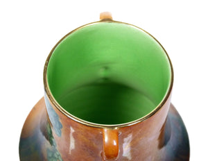 "Rabbits at Dusk" Carlton Ware Twin-Handled Vase, Orange Lustre, 1930's