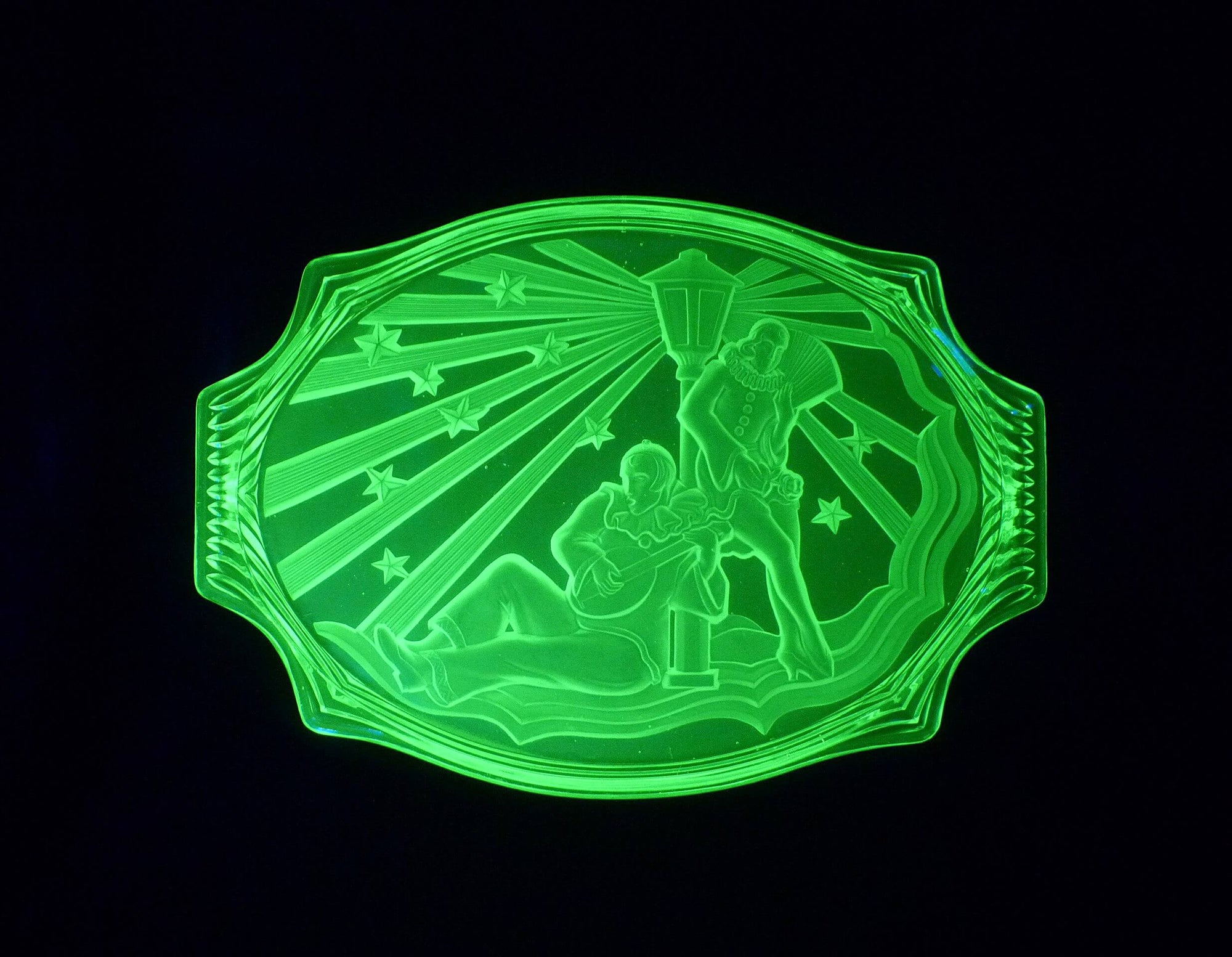 Uranium Glass Walther & Sohne Dressing Table Tray, Glows Magnificently