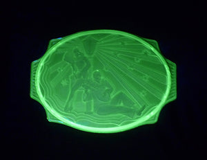 Uranium Glass Walther & Sohne Dressing Table Tray, Glows Magnificently