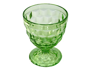 Uranium Glass Drinking Goblet, Jeannette "Cubist" Design, Glows Beautifully