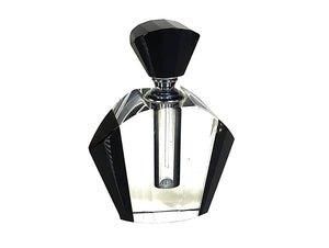 Art Deco Style Black and Clear Glass Perfume Bottle, Beautiful Gift