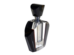 Art Deco Style Black and Clear Glass Perfume Bottle, Beautiful Gift