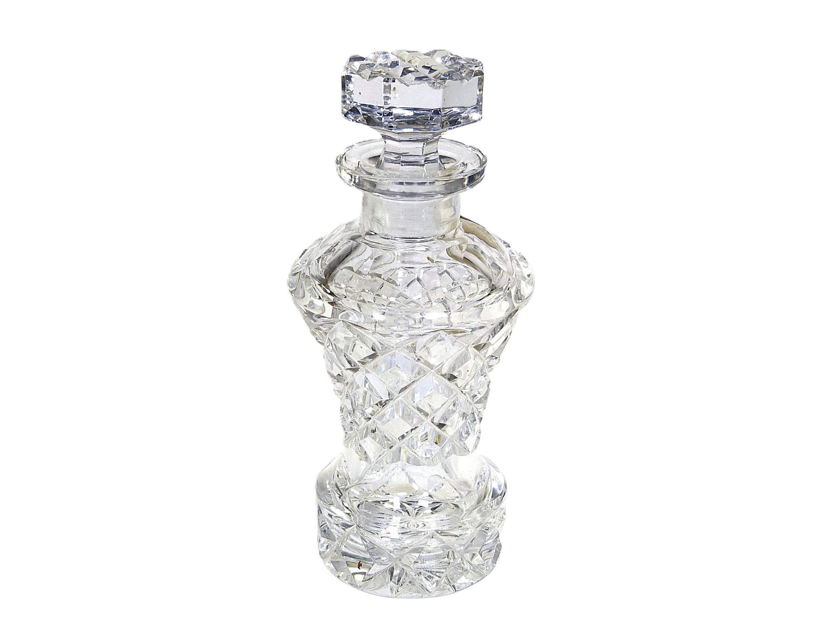 Vintage Hand Cut Crystal Perfume Bottle, Czechoslavakian
