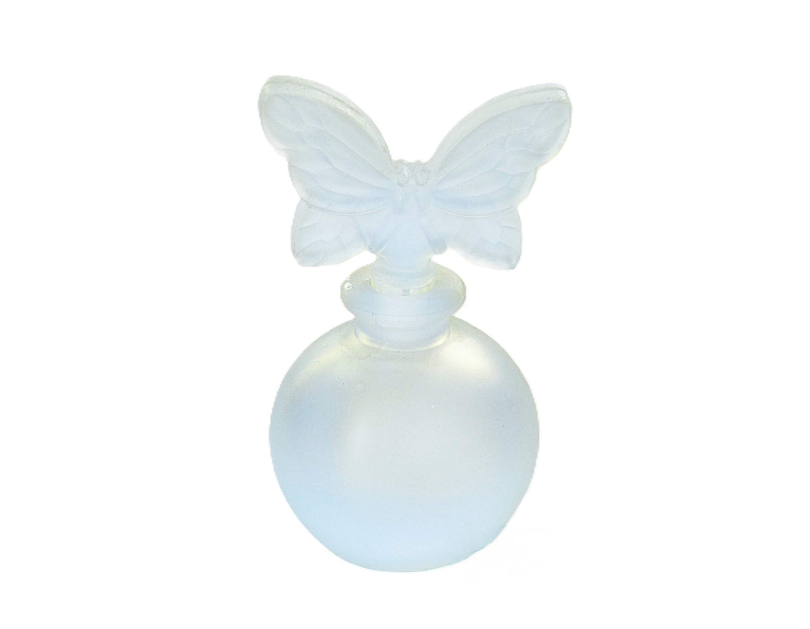 Chamart France, Opalescent Glass Perfume Bottle, Butterfly Stopper