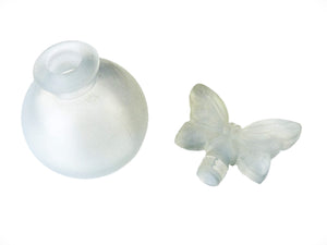 Chamart France, Opalescent Glass Perfume Bottle, Butterfly Stopper